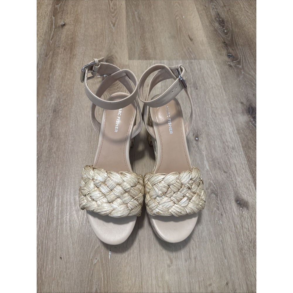 Marc Fisher Steel Raffia Platform Sandals